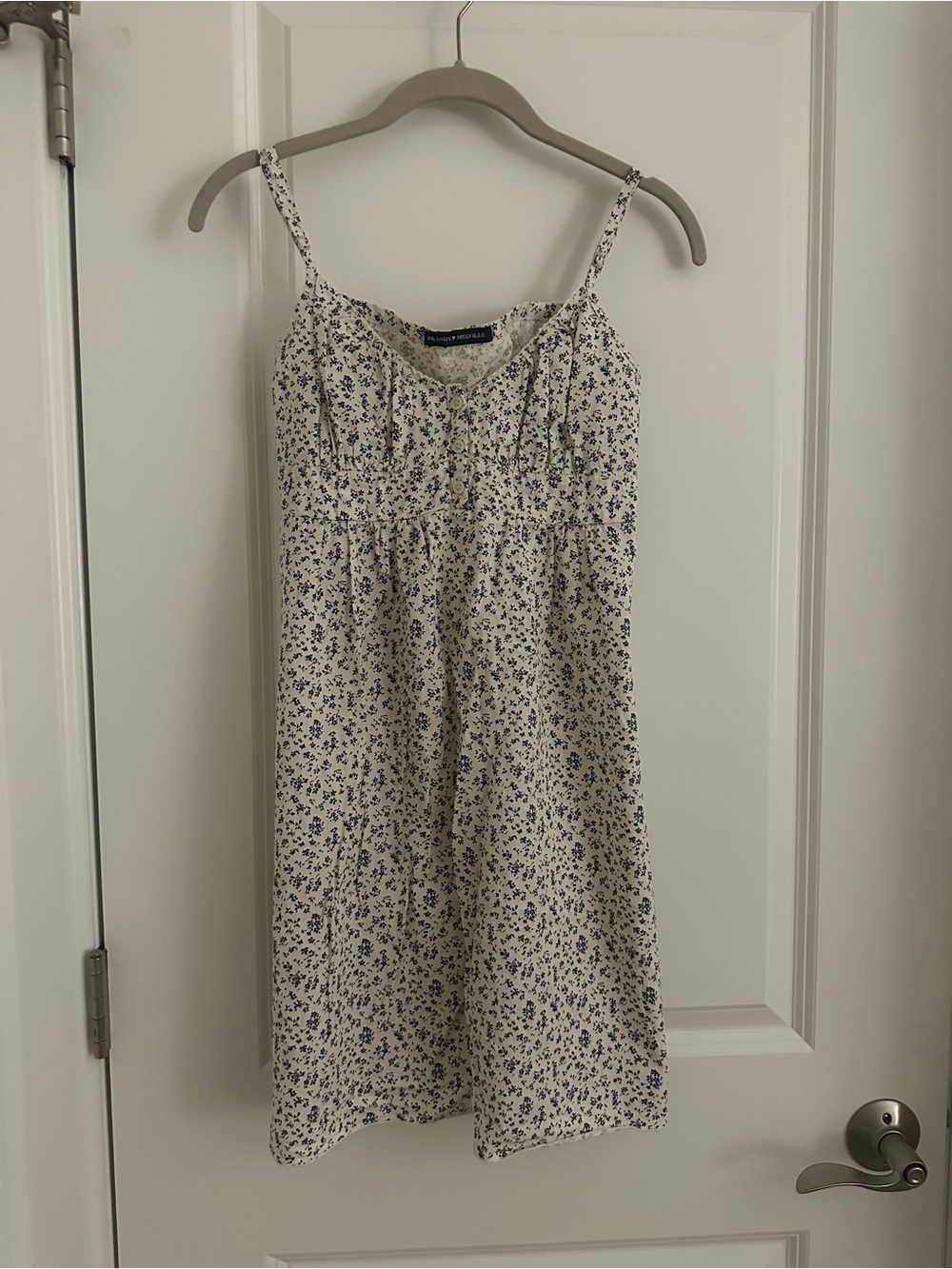 Brandy Melville White Dress with Navy Floral Print